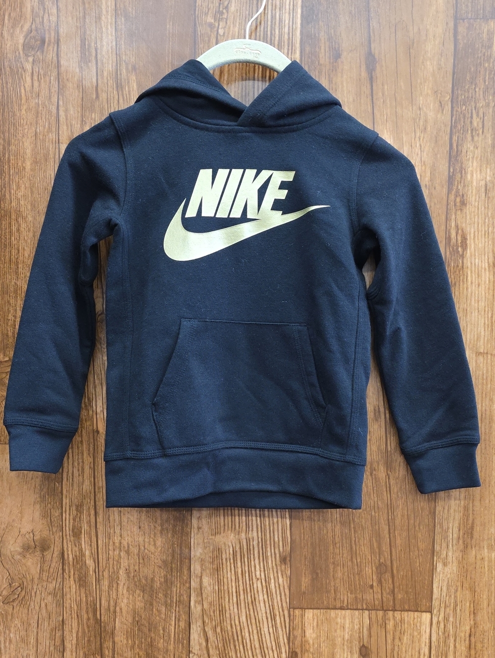 Nike Black Hoodie with Gold Satin Logo Kids Sweatshirt